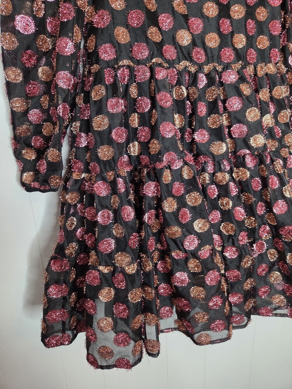 DREAM Sister Jane Alix Metallic Dotted Polka Dot Mini Dress Size Medium - Picture 6 of 9